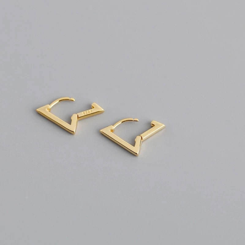 CERCEI DIN ARGINT TRIANGLE GOLD - imagine 3