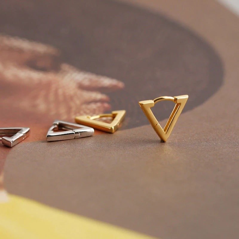 CERCEI DIN ARGINT TRIANGLE GOLD - imagine 4