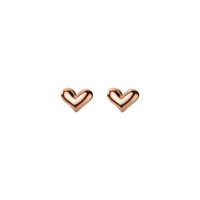Cercei din argint little hearts gold rose