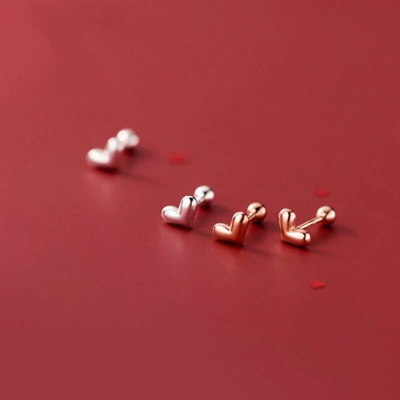 Cercei din argint little hearts gold rose - imagine 3