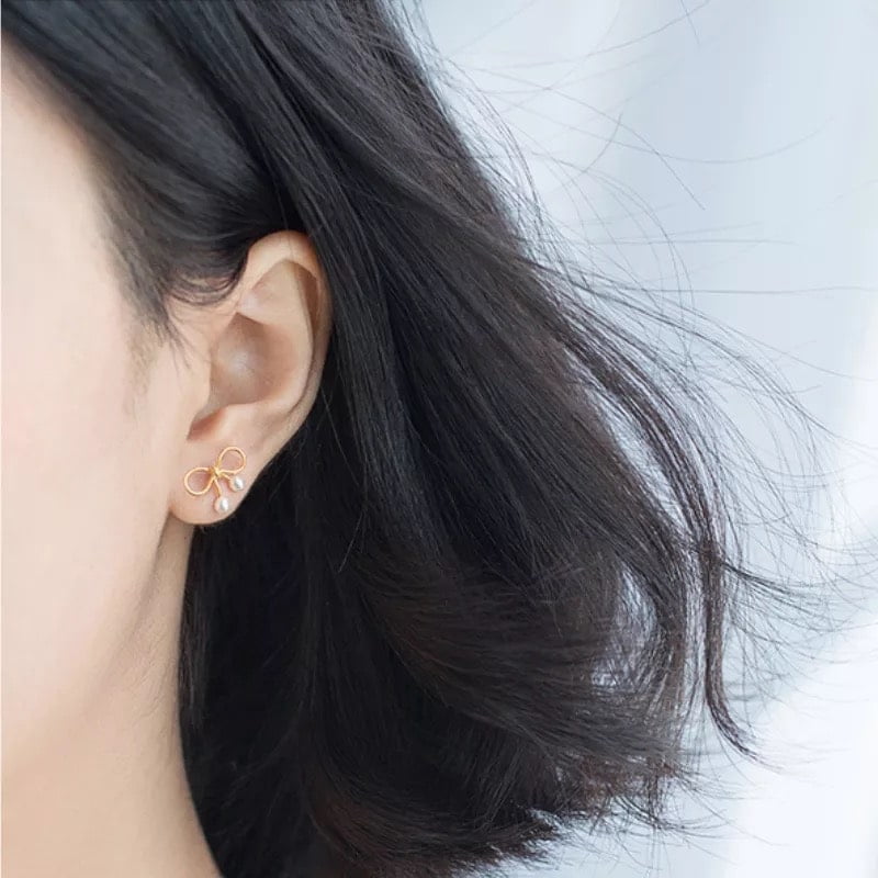 Cercei din argint bow - imagine 3