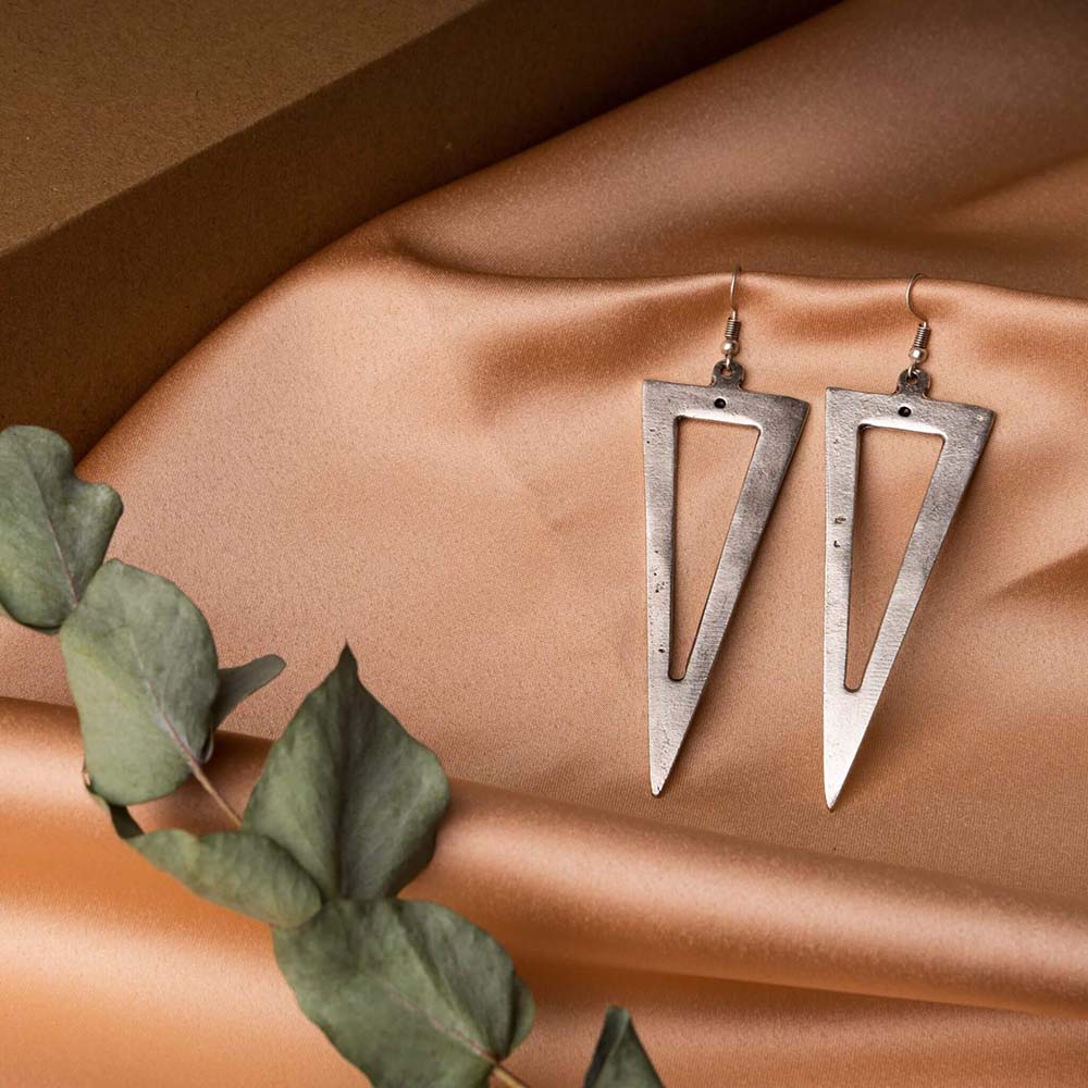 Cercei placați cu argint geometry - imagine 2