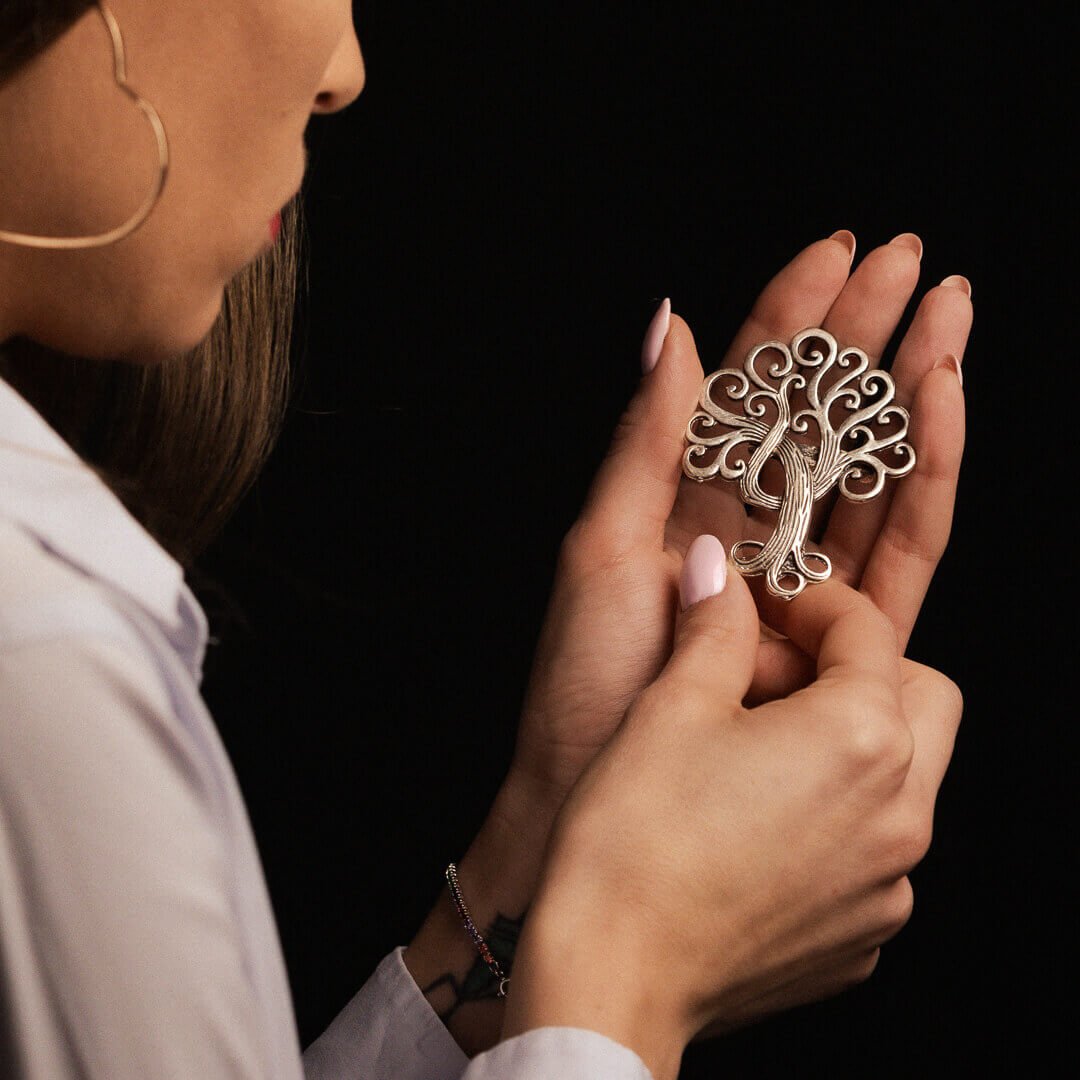 Broșă placata cu argint Bonsai - imagine 3