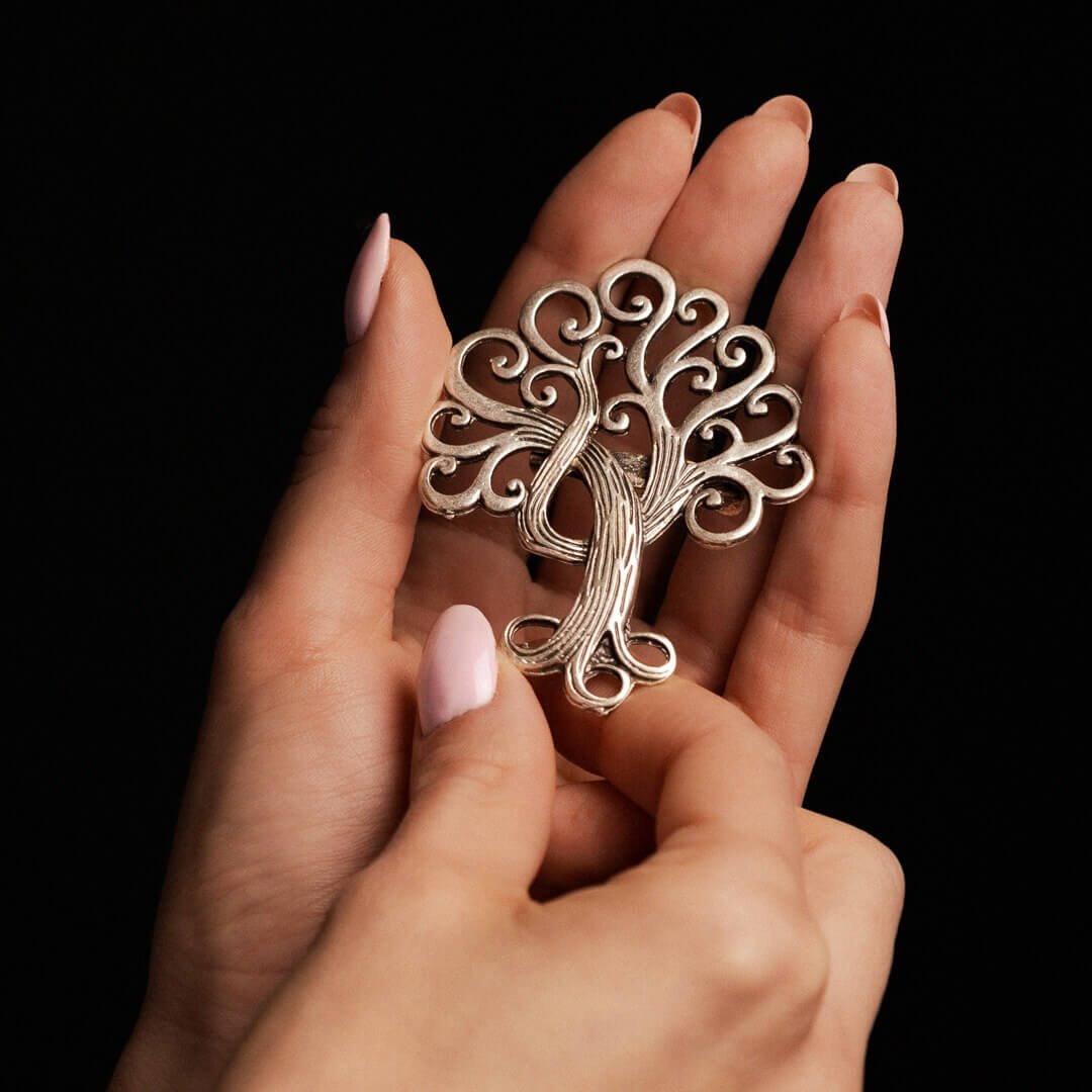 Broșă placata cu argint Bonsai