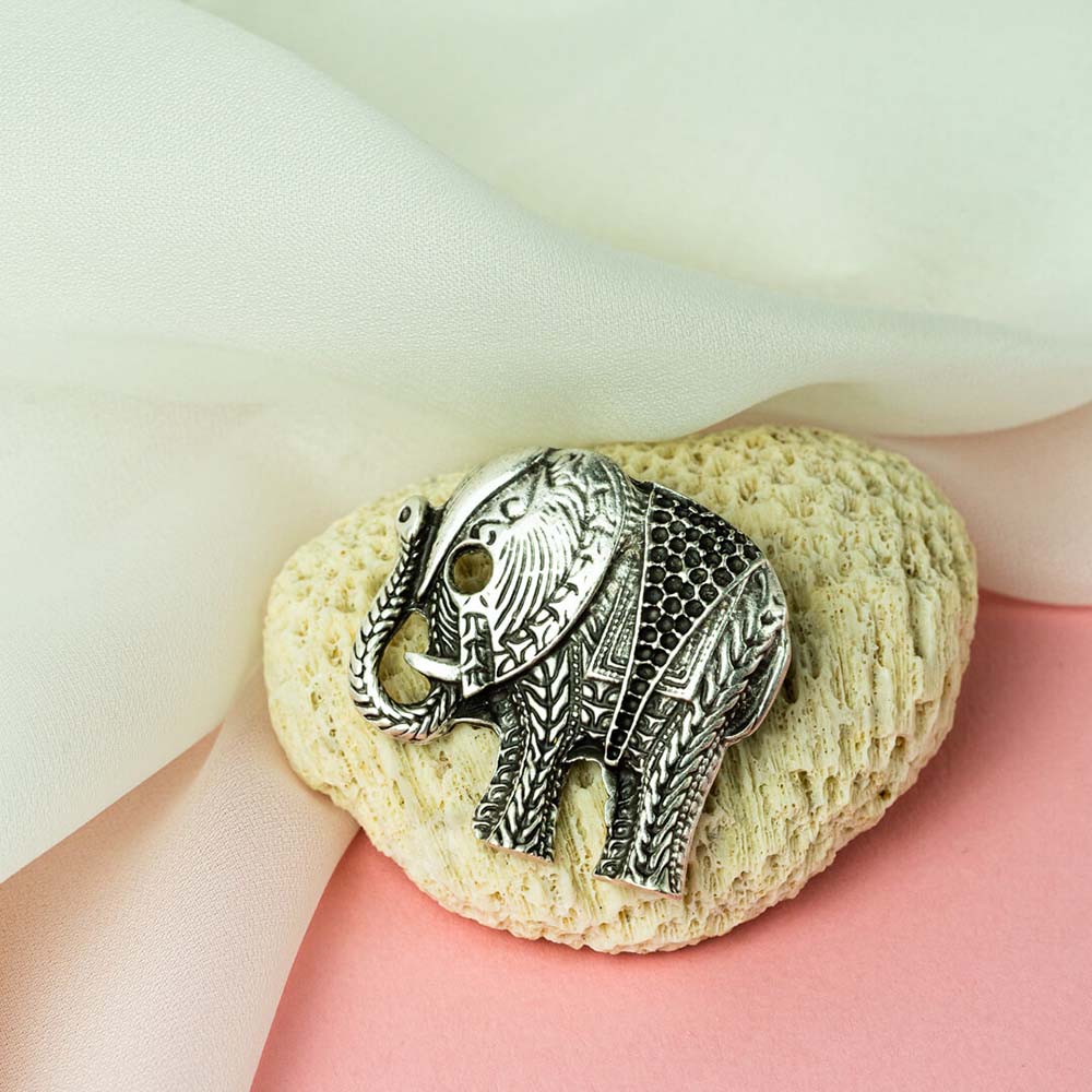 Broșă placata cu argint elefant India - imagine 2