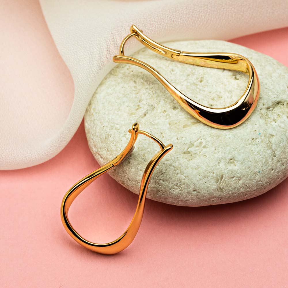 Cercei placați cu aur 18K twist hoop