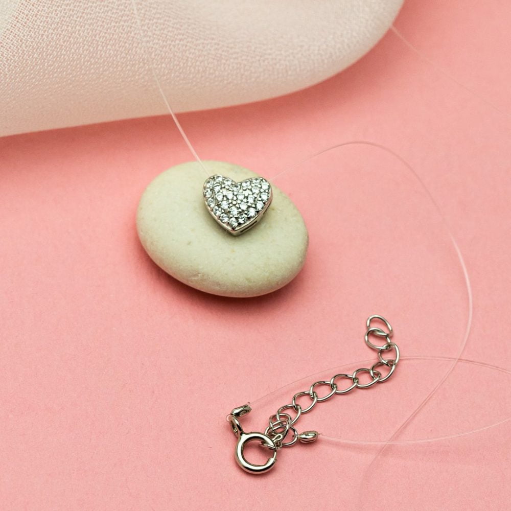 Colier fir transparent si argint delicate love