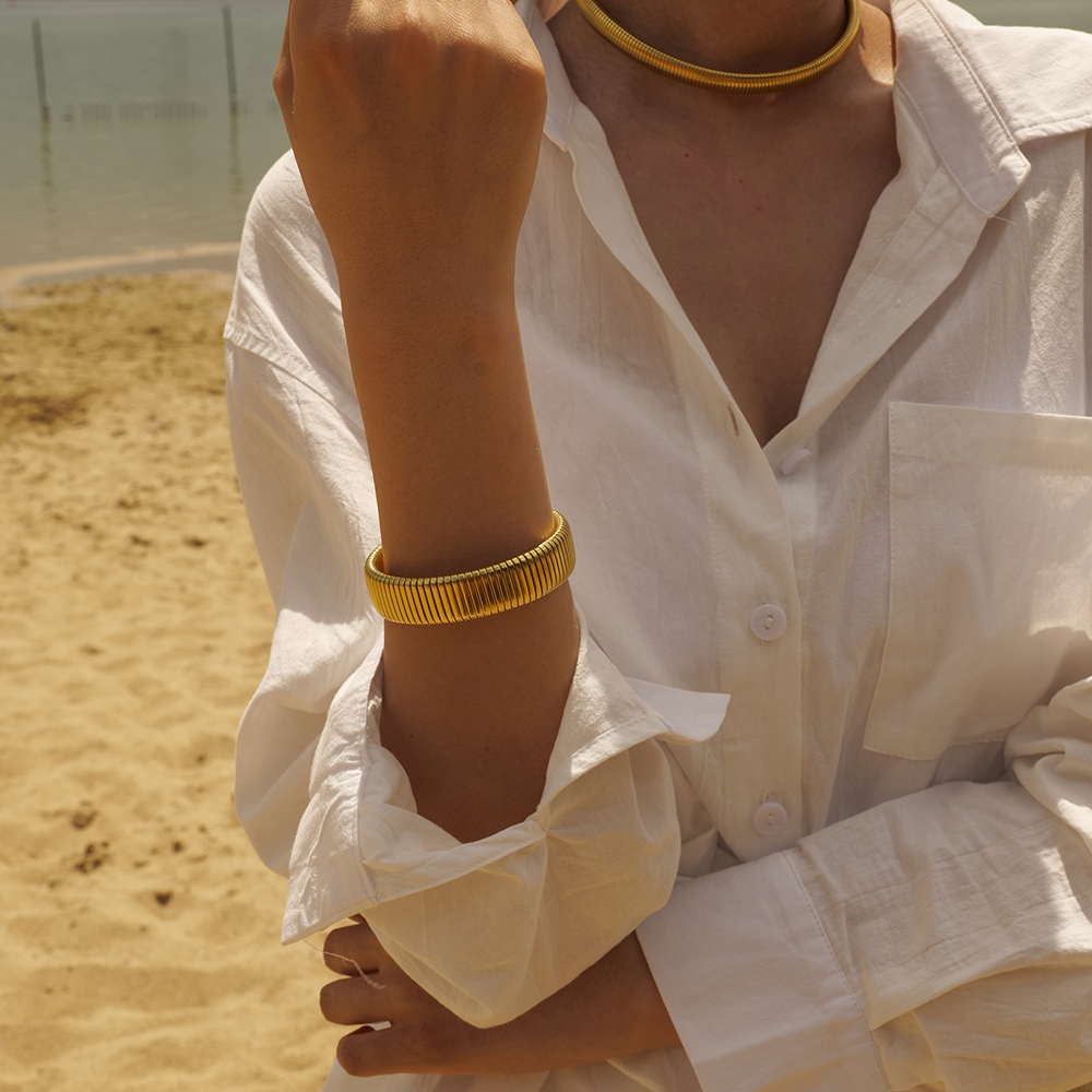 BRATARA PLACATA CU AUR 18K JUST COOL GOLD - imagine 3