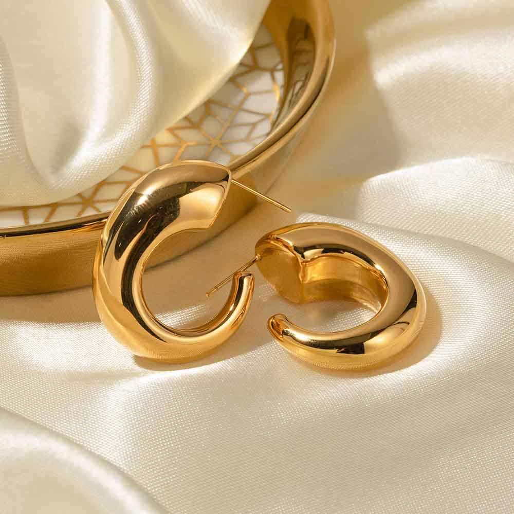 CERCEI ELEGANTI PLACATI CU AUR 18 K MODERN DETAIL - imagine 6