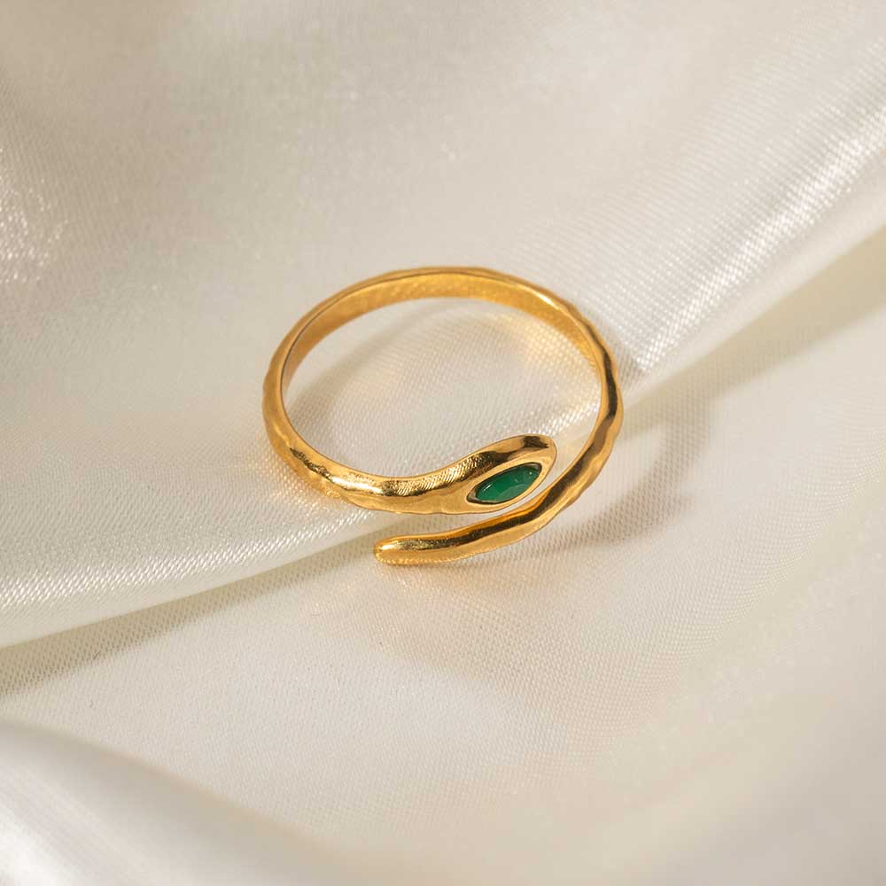 INEL PLACAT CU AUR 18K GREEN SNAKE - imagine 3