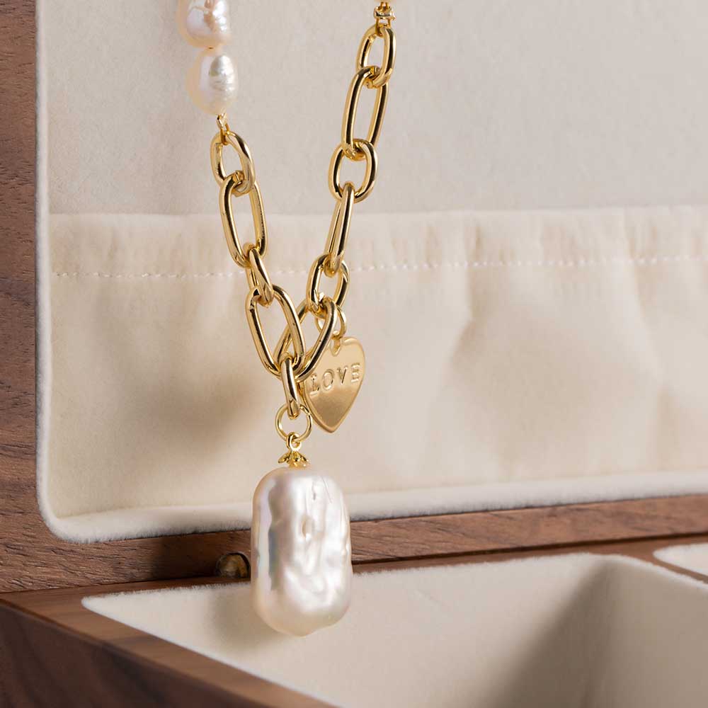 COLIER PERLE PLACAT CU AUR 18 K URBAN - imagine 4