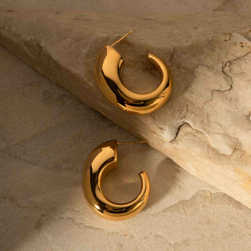 CERCEI ELEGANTI PLACATI CU AUR 18 K MODERN DETAIL - imagine 8