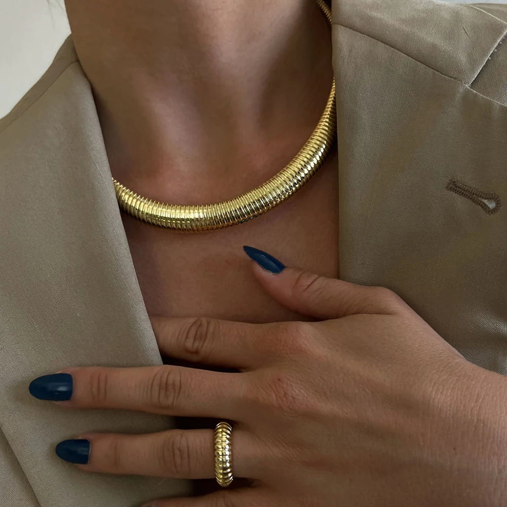 COLIER MASIV PLACAT CU AUR 18K JUST COOL GOLD - imagine 3