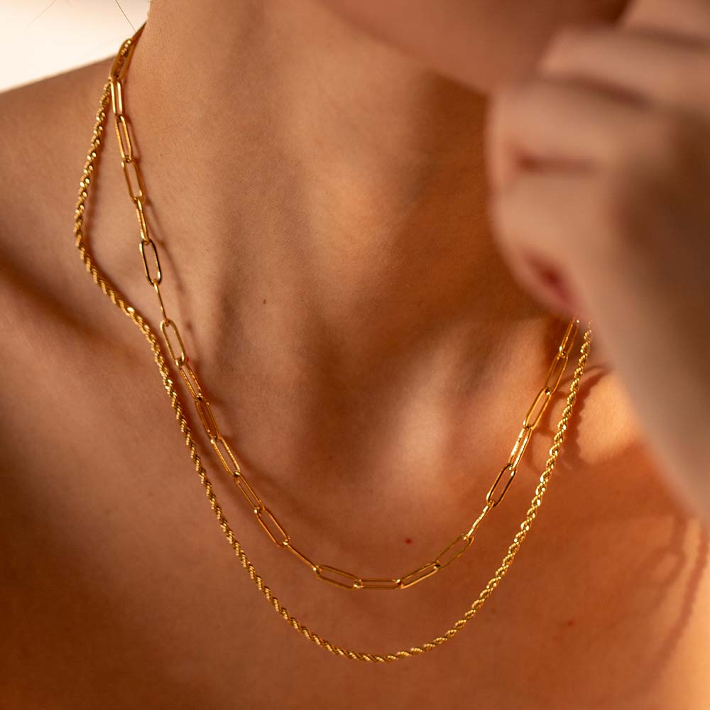 COLIER DUBLU PLACAT CU AUR 18 K DOUBLE TROUBLE - imagine 6