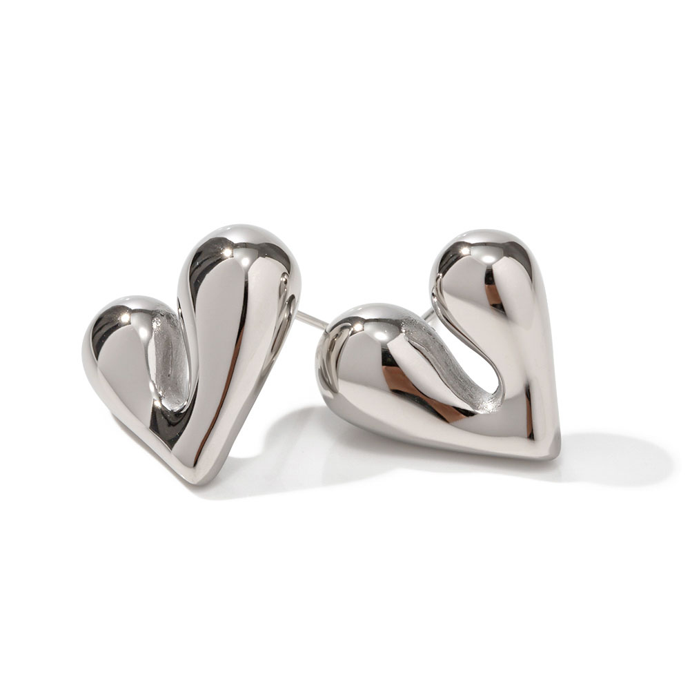 CERCEI PLACATI CU AUR ALB “Heart with style Silver” - imagine 2