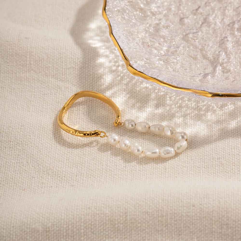 INEL DUBLU CU PERLE NATURALE PLACAT CU AUR 18 K Daily delight - imagine 6