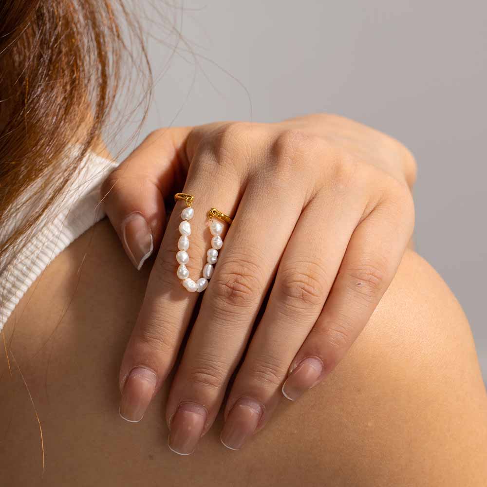 INEL DUBLU CU PERLE NATURALE PLACAT CU AUR 18 K Daily delight - imagine 3