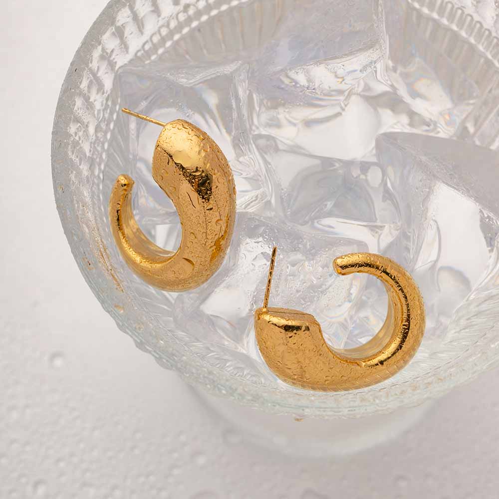 CERCEI ELEGANTI PLACATI CU AUR 18 K MODERN DETAIL - imagine 7