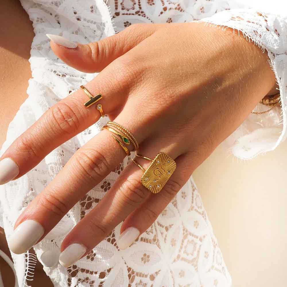 INEL PLACAT CU AUR 18K GREEN SNAKE - imagine 2