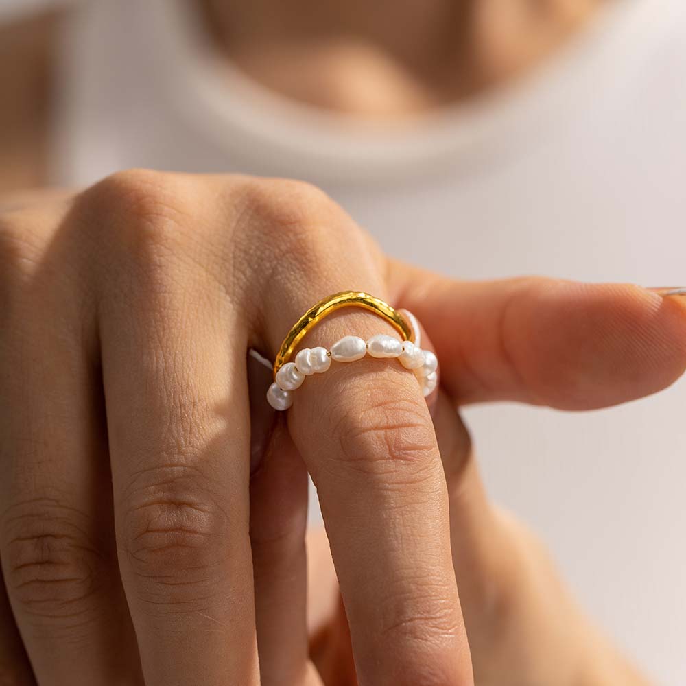 INEL DUBLU CU PERLE NATURALE PLACAT CU AUR 18 K Daily delight - imagine 2