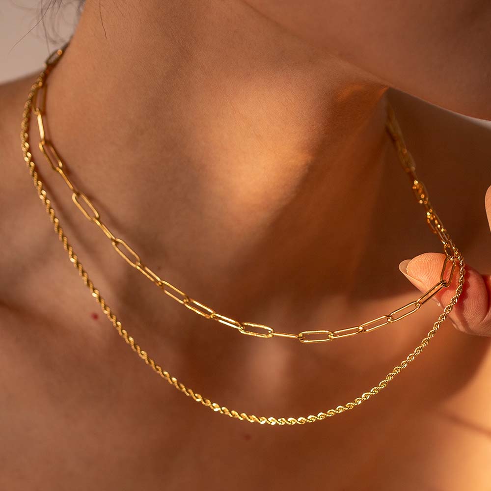 COLIER DUBLU PLACAT CU AUR 18 K DOUBLE TROUBLE